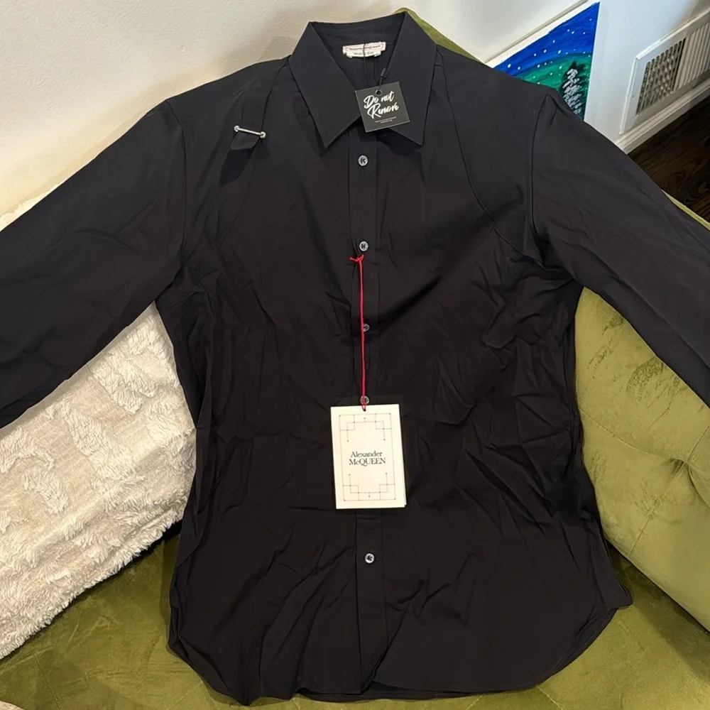 Alexander McQueen Men’s Buckle Detailed Harness Buttoned Shirt - NWT Size 16.5 - Picture 3 of 5
